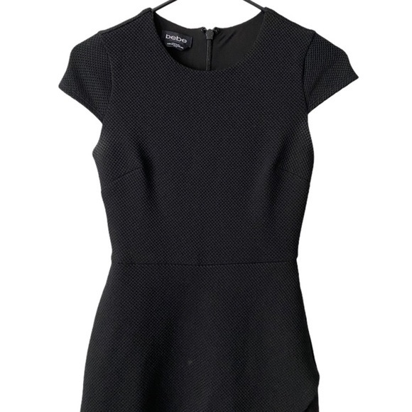 $20 flash sale! BeBe asymmetrical cap sleeve quilted black mini dress XS - Picture 6 of 7